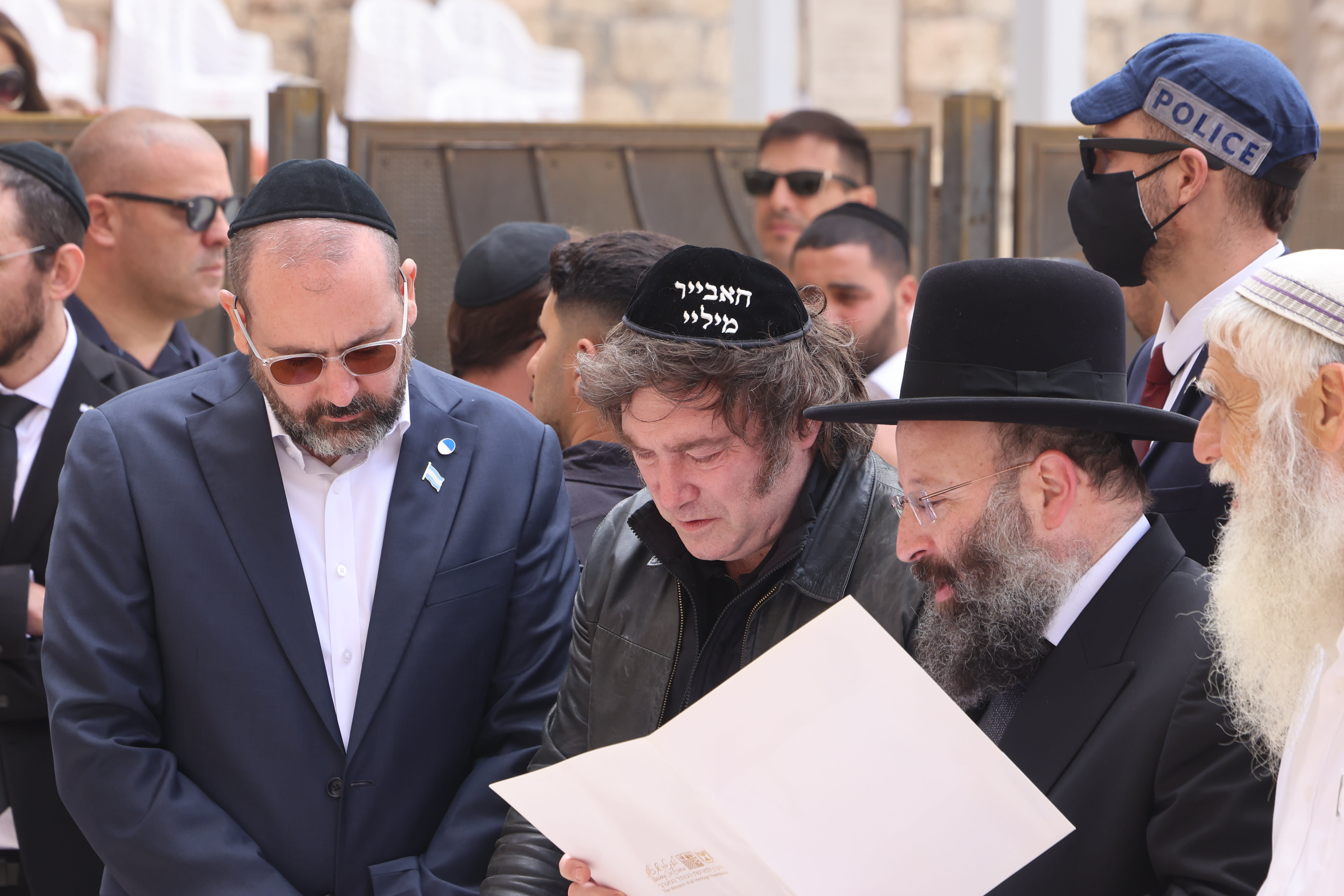 President of Argentina Javier Milei at the Western Wall in Jerusalem, Israel. April 19, 2026. (photo credit: MARC ISRAEL SELLEM)