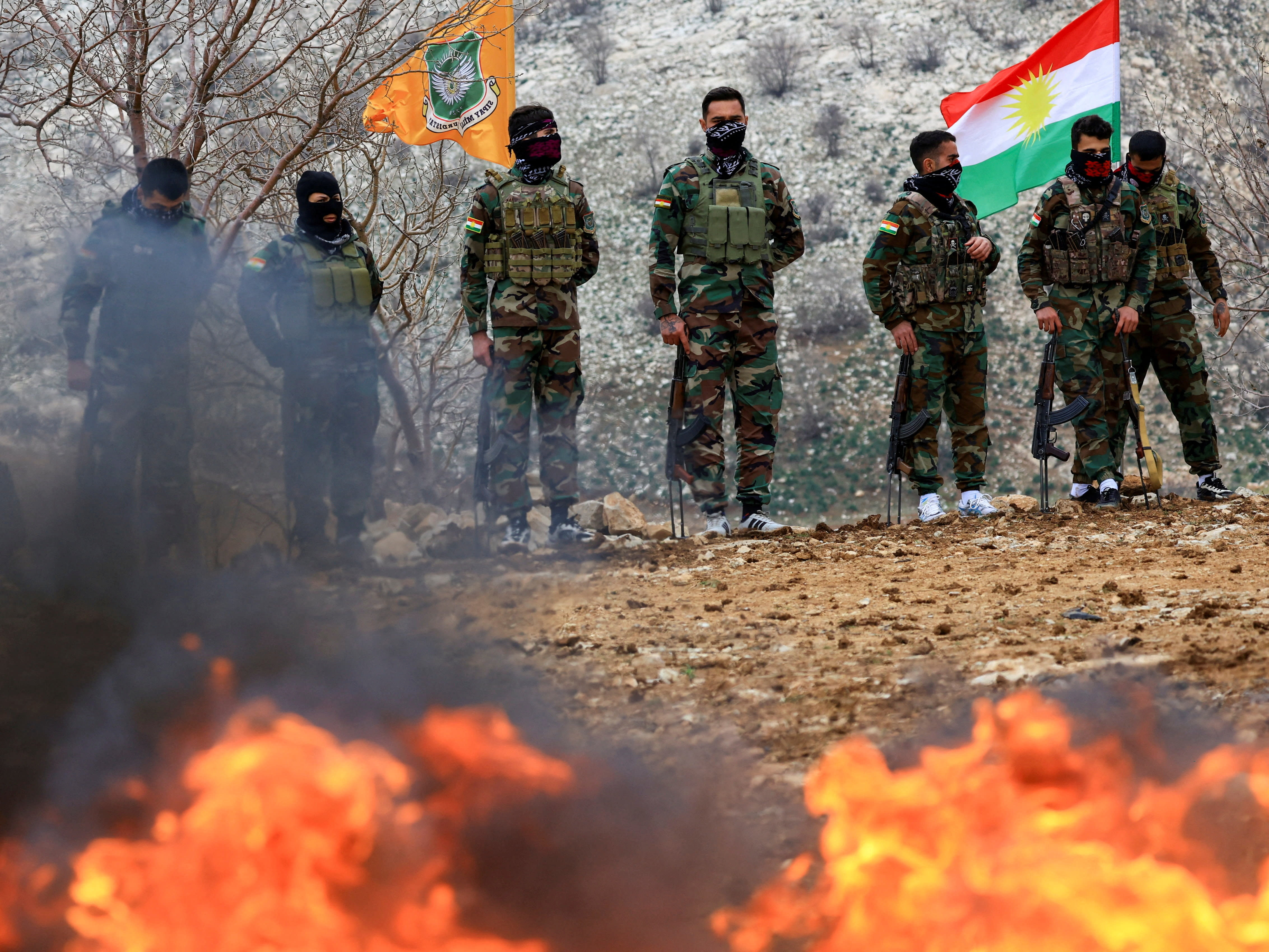 Iranian Kurdish fighters from the Kurdistan Freedom Party, known as PAK take part in a training session at a base on the outskirts of Erbil, Iraq. (photo credit: REUTERS/Stringer TPX IMAGES OF THE DAY)
