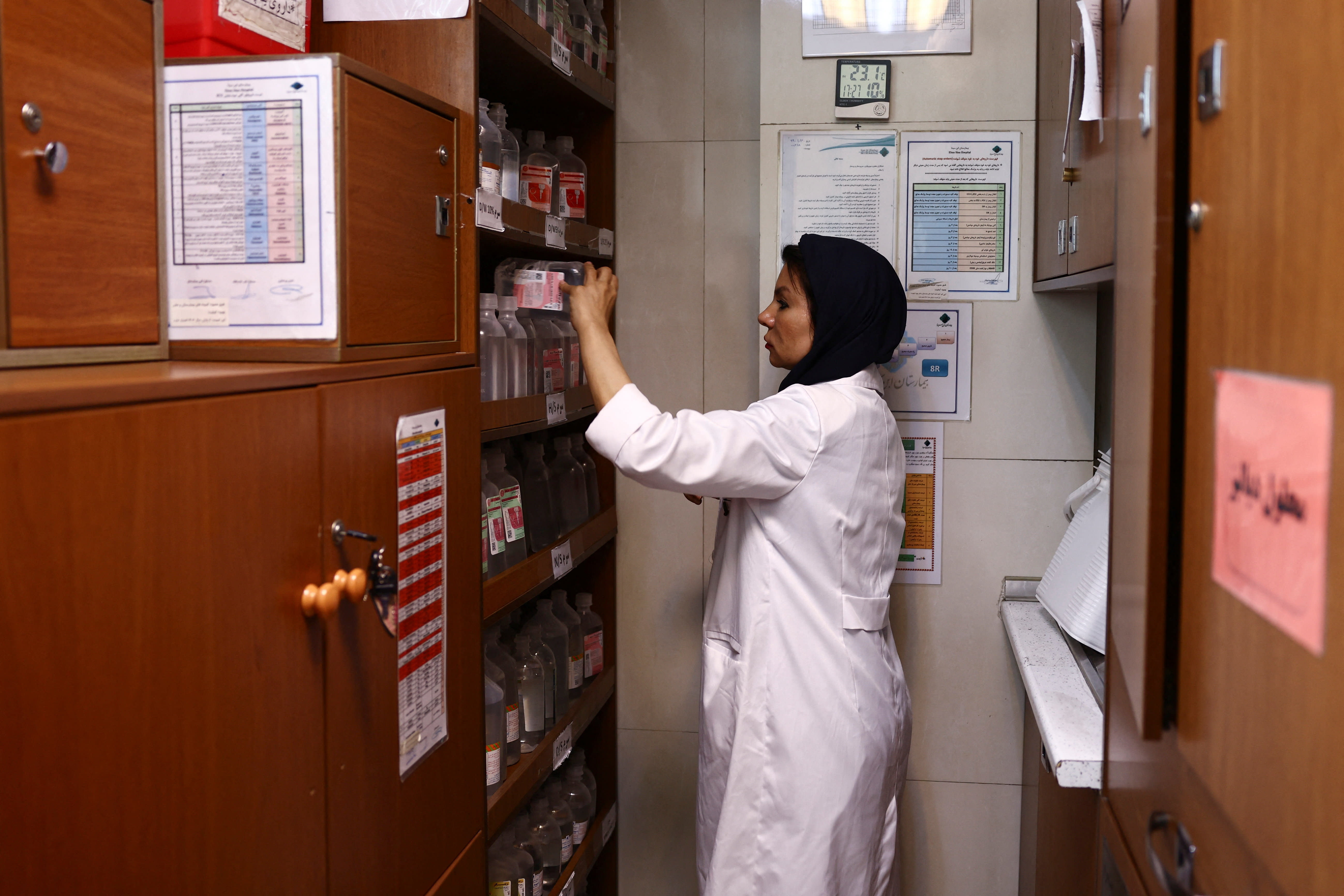 An Iranian nurse prepares medication at a hospital, amid a ceasefire between US and Iran, in Tehran, Iran, April 23, 2026.  (photo credit: MAJID ASGARIPOUR/WANA (WEST ASIA NEWS AGENCY) VIA REUTERS)