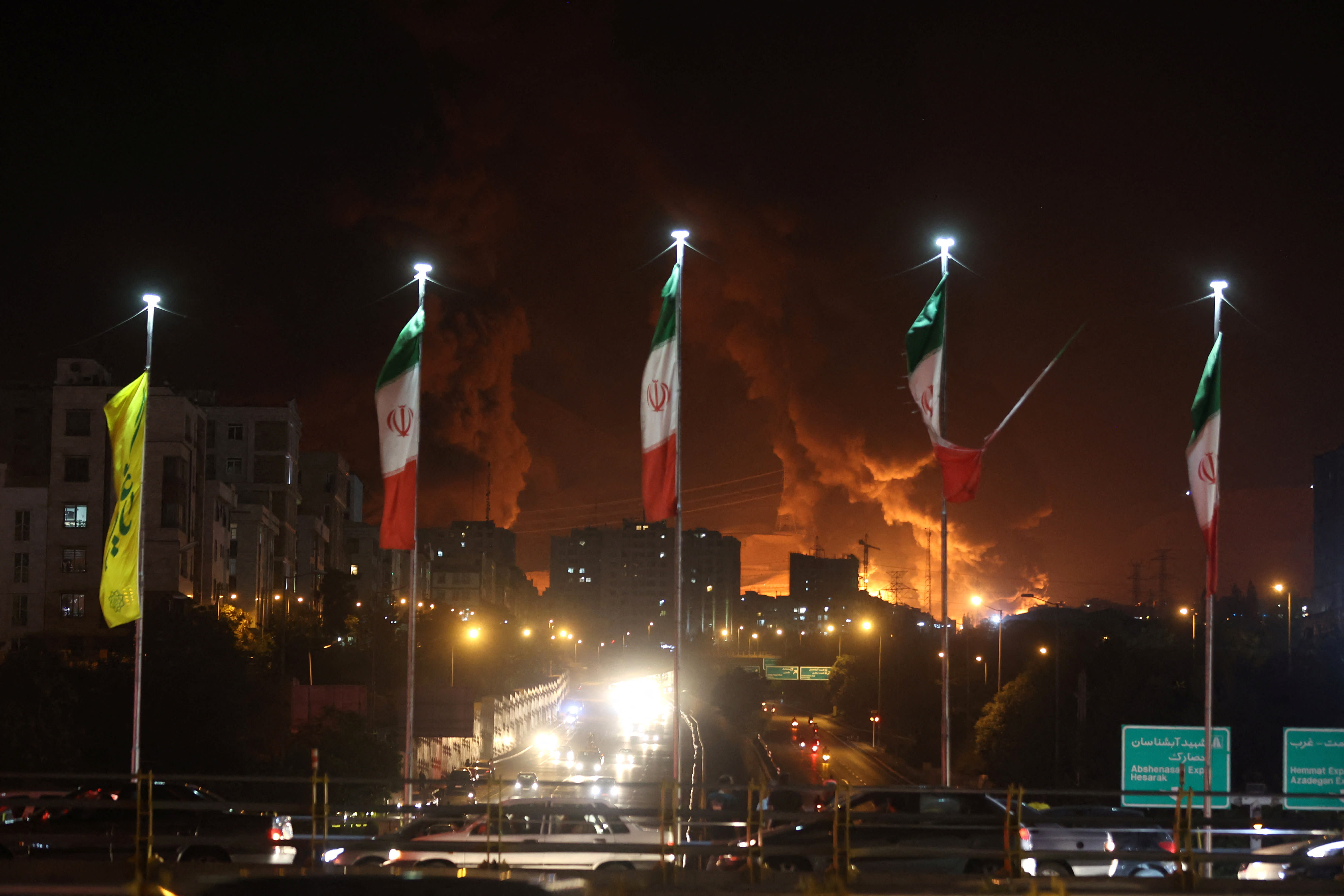  Fire of Israeli attack on Sharan Oil depot is seen following the Israeli strikes on Iran, in Tehran, Iran, June 15, 2025 (photo credit: MAJID ASGARIPOUR/WANA (WEST ASIA NEWS AGENCY) VIA REUTERS)