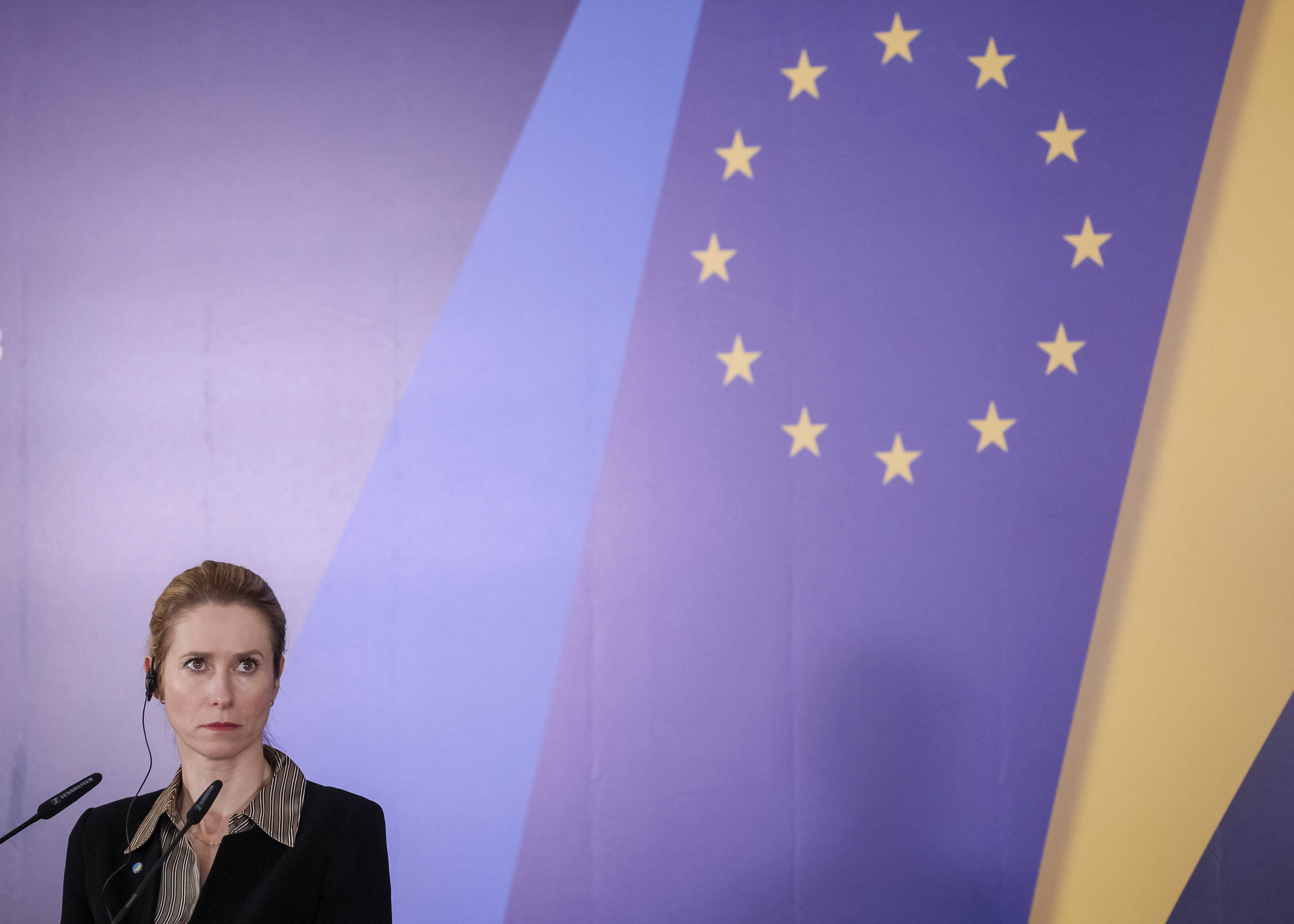 EUROPEAN UNION High Rep. for Foreign Affairs and Security Policy Kaja Kallas speaks to the media, in March 2026. (photo credit: GLEB GARANICH/REUTERS)