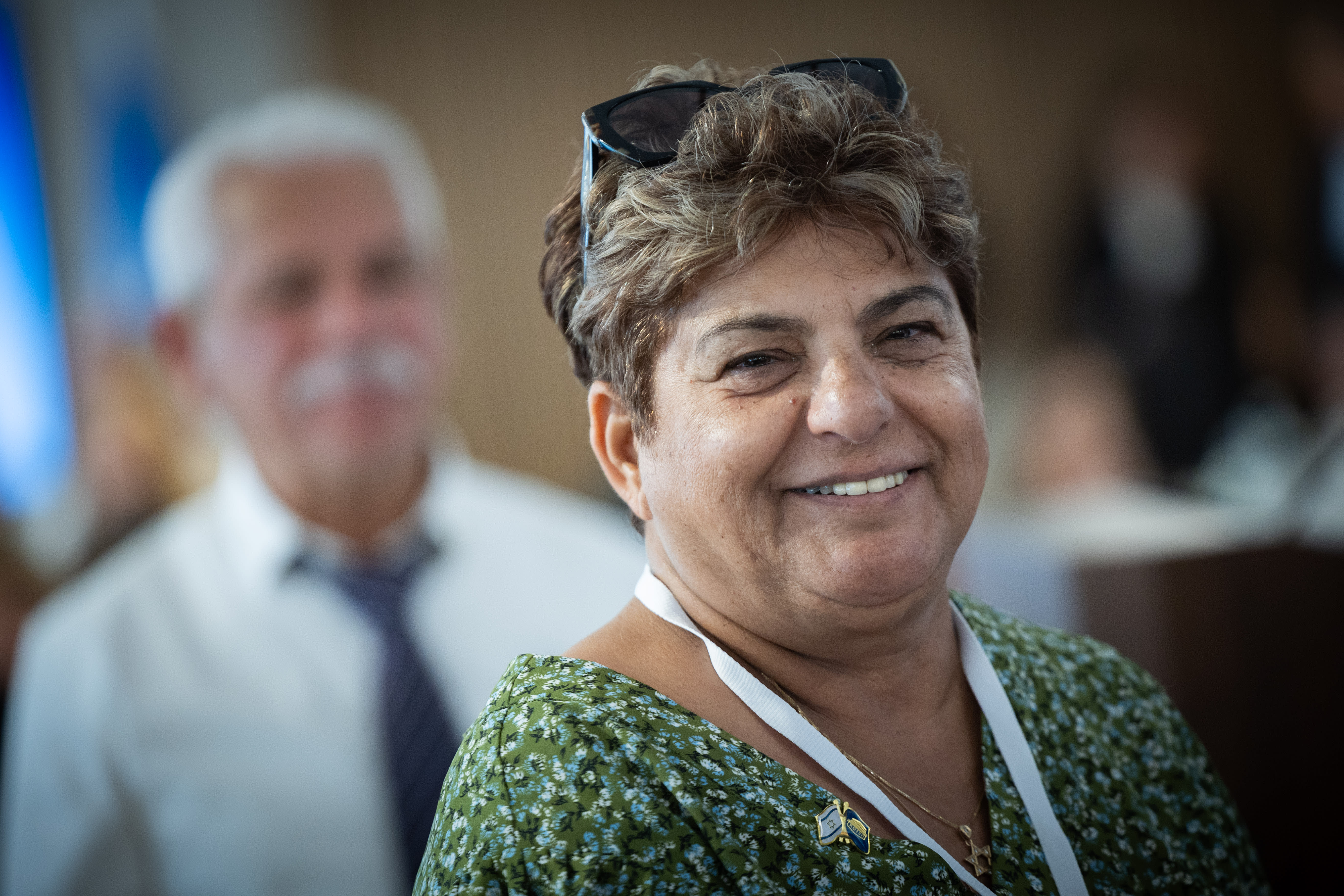  Rachel Edri attends a ceremony in honor of torch lighters of the Independence Day state ceremony, at the Knesset, the Israeli parliament in Jerusalem, on April 28, 2025. (photo credit: YONATAN SINDEL/FLASH90)