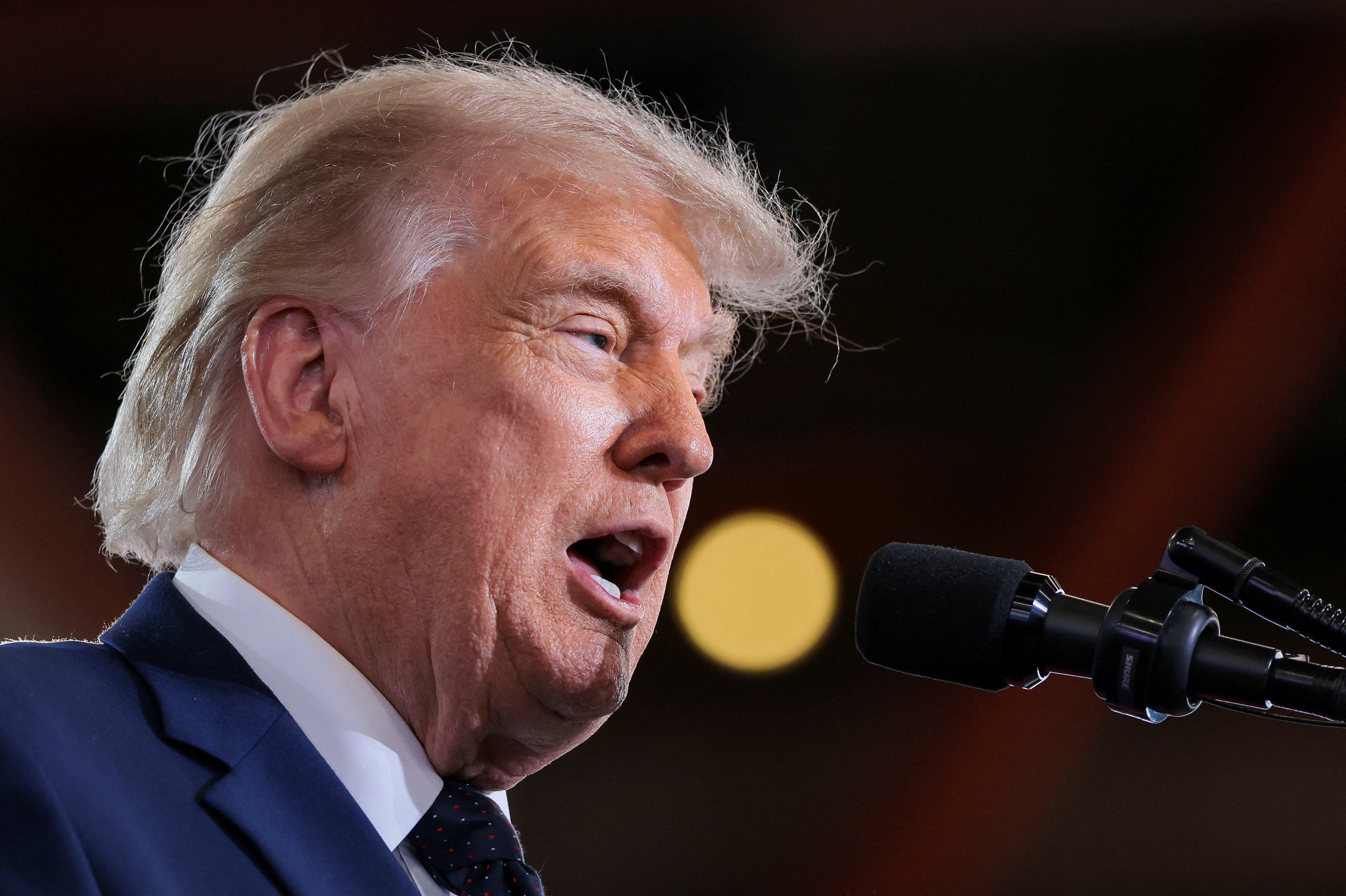 US President Donald Trump delivers remarks at Rockland Community College in Suffern, New York. (photo credit: Reuters/Kylie Cooper)