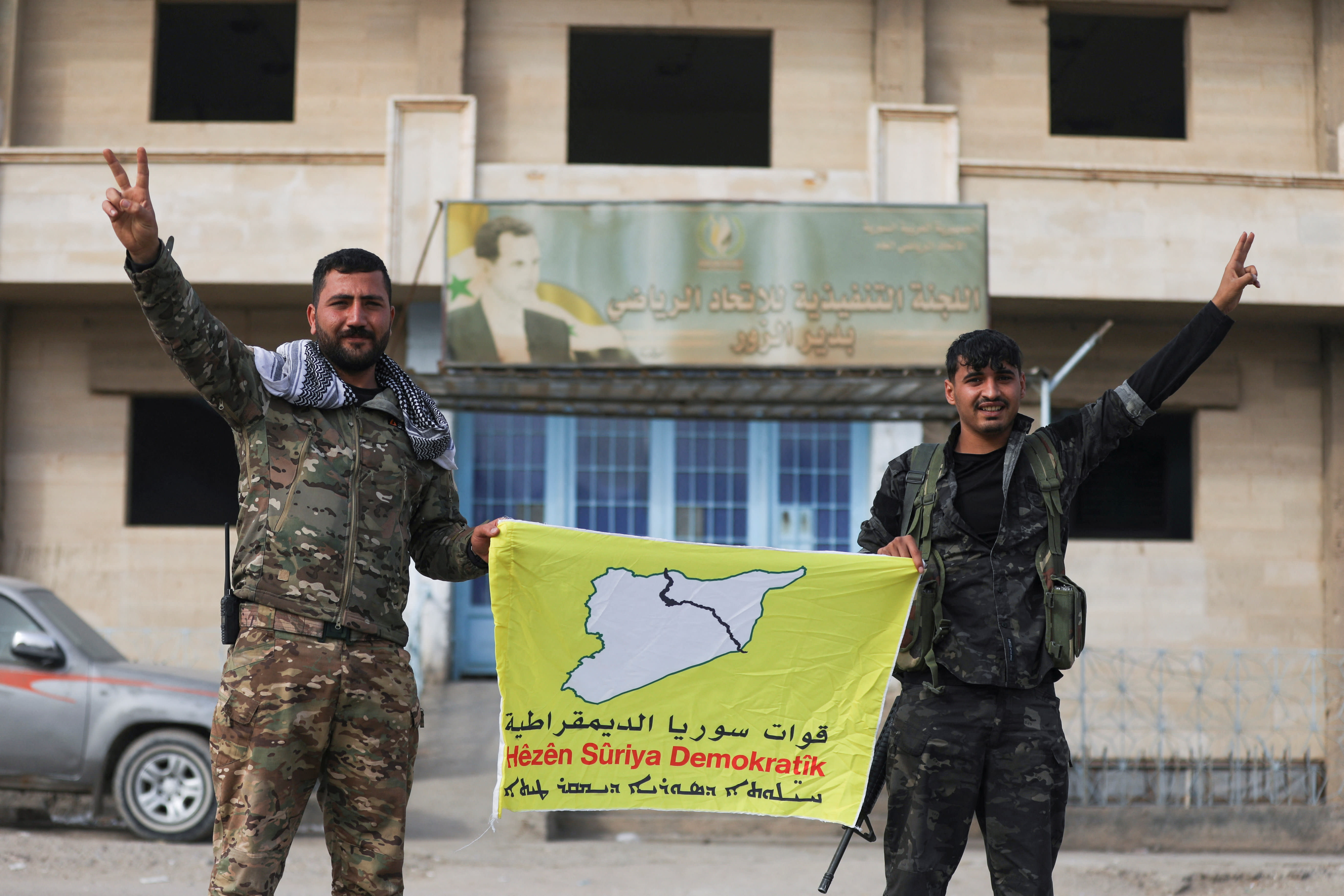  Members of the Kurdish-led Syrian Democratic Forces (SDF) after US-backed alliance led by Syrian Kurdish fighters captured Deir el-Zor, in Syria December 7, 2024 (photo credit: REUTERS/Orhan Qereman)