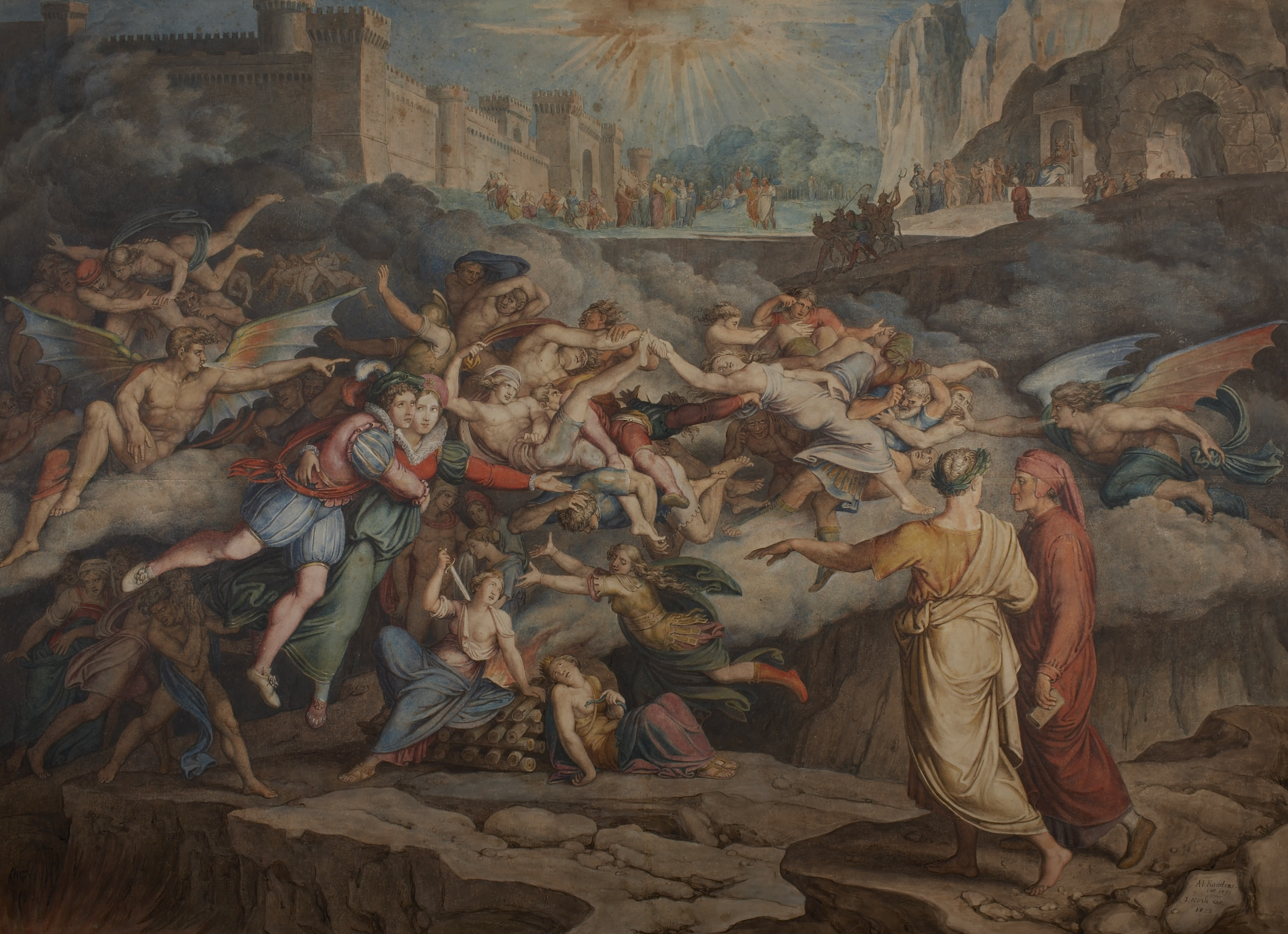 Dante and Virgil in the Second Circle of Hell, 1823. Found in the Collection of Thorvaldsens Museum, Copenhagen. Artist Koch, Joseph Anton (1768-1839). (photo credit: Fine Art Images/Heritage Images/Getty Images)