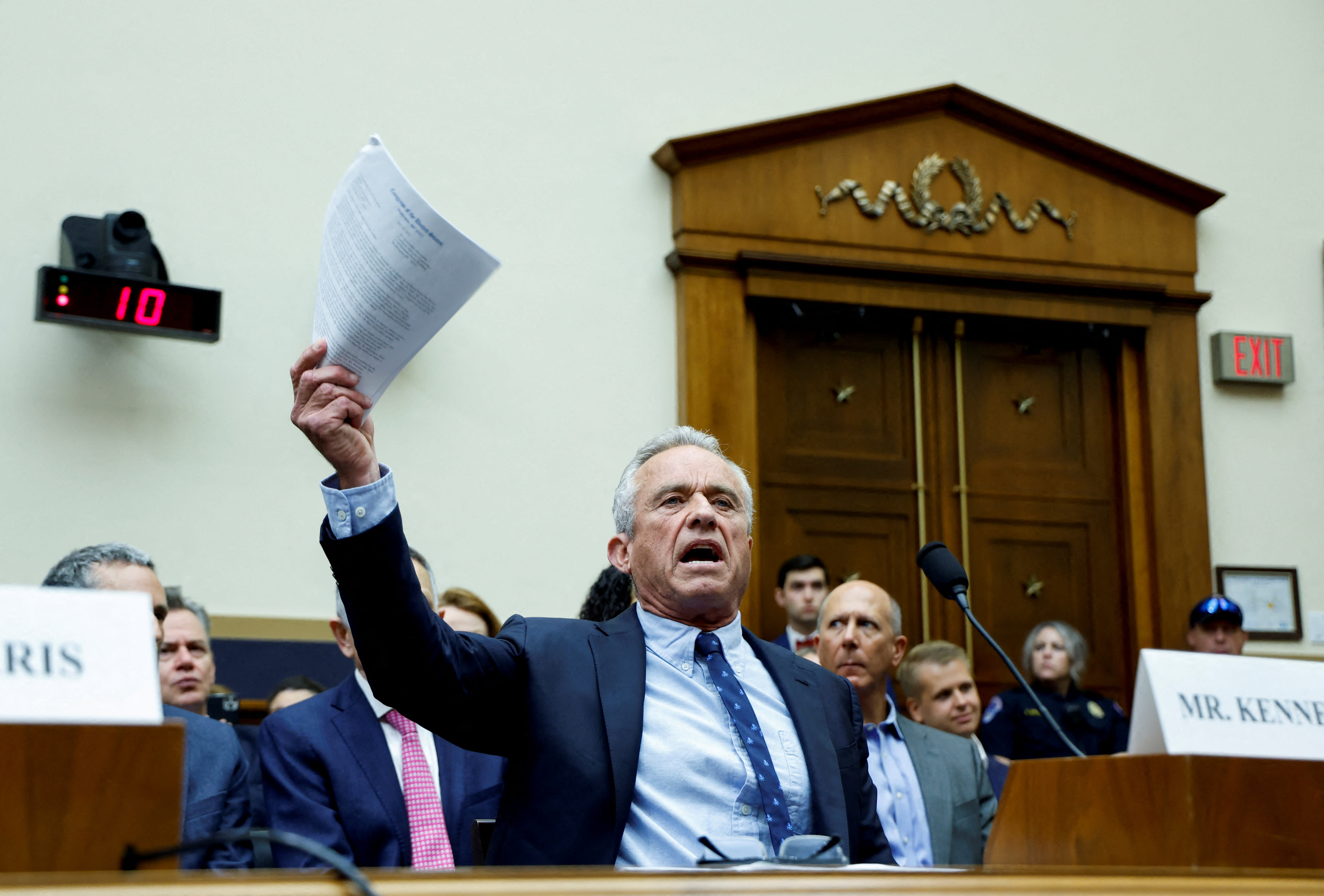  Democratic presidential candidate Robert F. Kennedy Jr. testifies at a House Judiciary Select Weaponization of the Federal Government Subcommittee hearing, examining the Missouri v. Biden case, on Capitol Hill in Washington, DC, US, July 20, 2023. R (photo credit: REUTERS/JONATHAN ERNST)