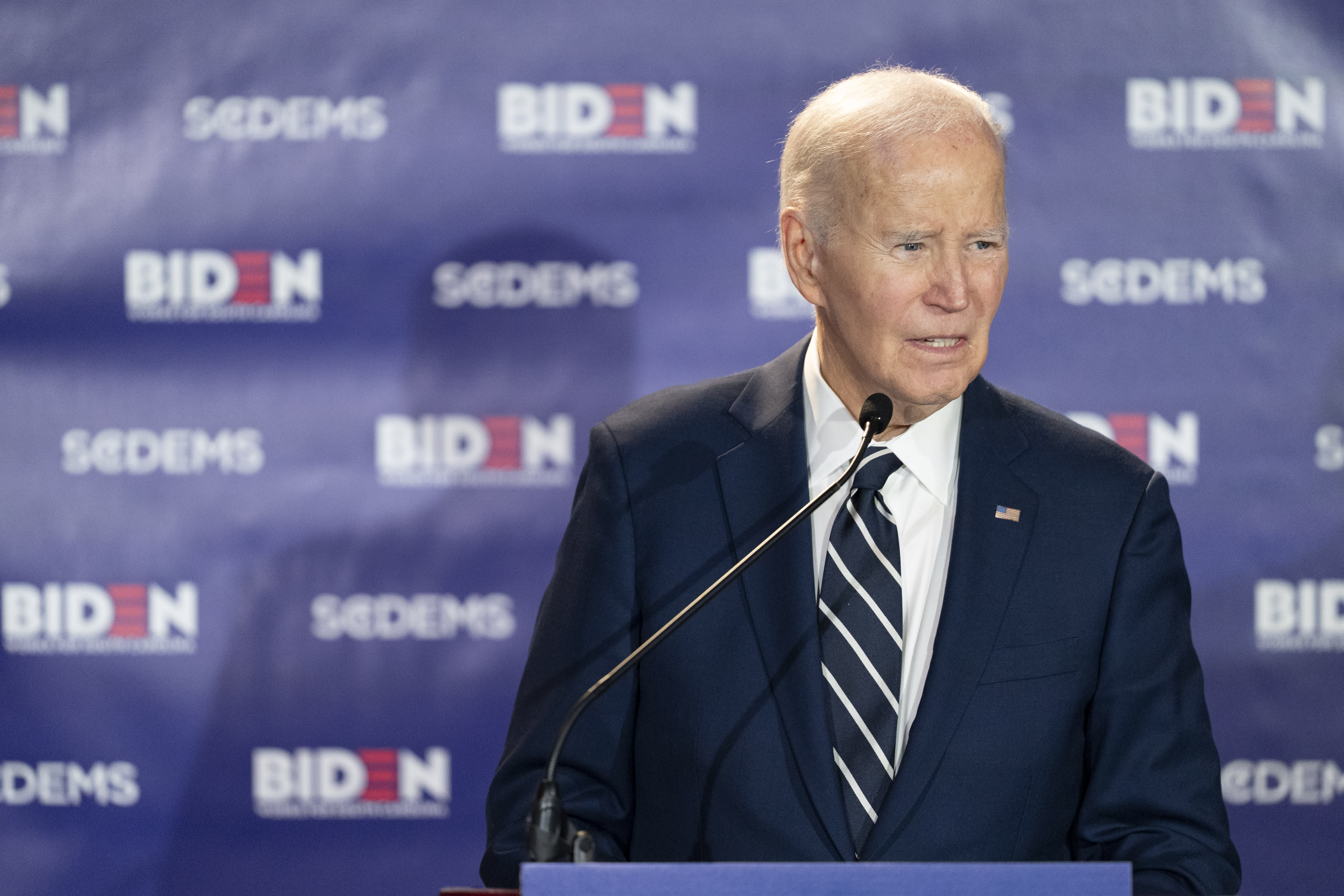 Former US president Joe Biden speaks to a crowd during a fundraising event with the South Carolina Democratic Party at the Columbia Museum of Art on February 27, 2026 in Columbia, South Carolina. (photo credit: SEAN RAYFORD/GETTY IMAGES)