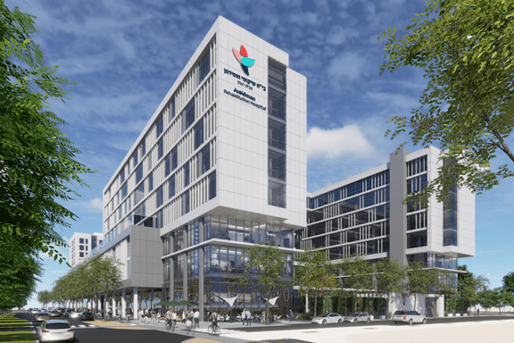 Renderings of the Jusidman Rehabilitation Hospital campus in Sde Dov, North Tel Aviv. Credit: MYS Architects. (photo credit: MYS Architects)