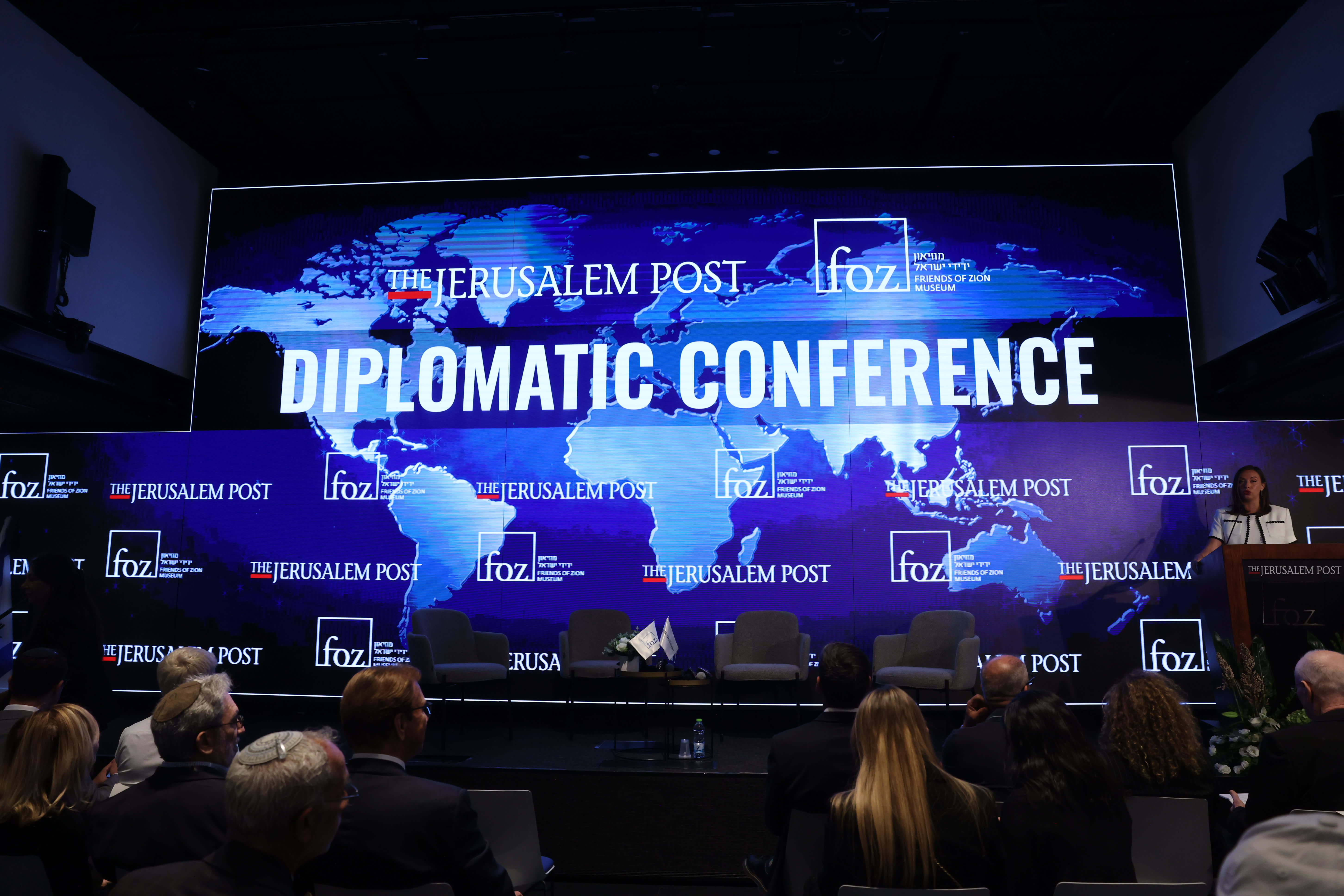 Speakers gathering at the Diplomatic Conference (photo credit: MARC ISRAEL SELLEM)