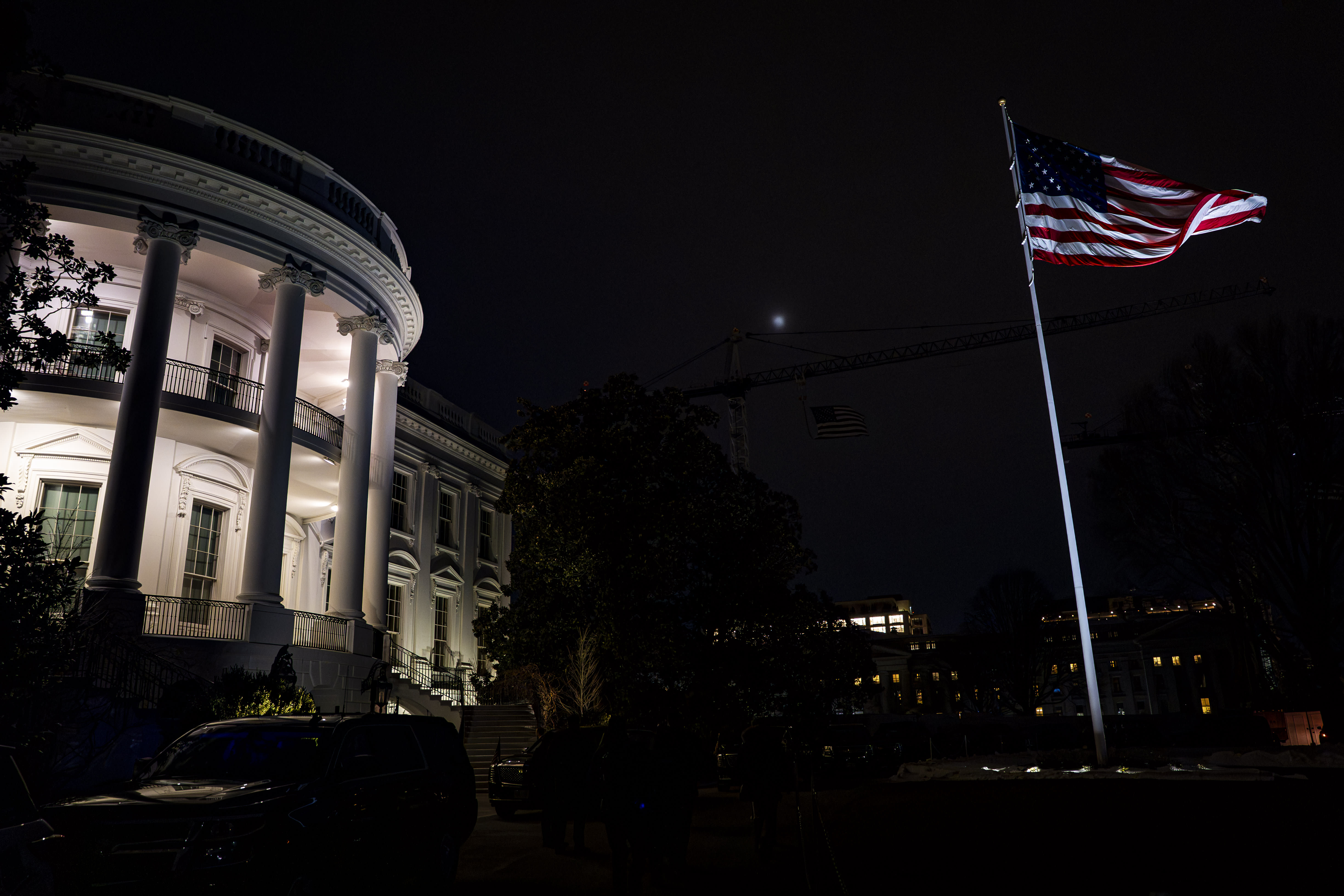The American flag flies next to the South Portico of the White House on January 31, 2026 in Washington, DC. (photo credit: Al Drago/Getty Images)