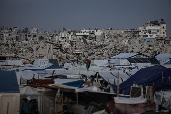 Displaced Palestinians receive prefabricated tents, which are safer and more durable, with the support of the United Nations Development Program (UNDP) in Al-Zaytun of Gaza City, Gaza on February 7, 2026. (photo credit: Ahmed Jihad Ibrahim Al-arini/Anadolu via Getty Image) Displaced Palestinians receive prefabricated tents, which are safer and more durable, with the support of the United Nations Development Program (UNDP) in Al-Zaytun of Gaza City, Gaza on February 7, 2026. (photo credit: Ahmed Jihad Ibrahim Al-arini/Anadolu via Getty Image)