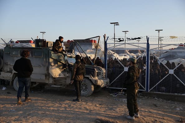 Syrian army increases security measures in and around al-Hol camp, located south of Al-Hasakah, where families of Daesh members, most of them women and children, are being held, in Syria, on January 25, 2026. (photo credit:  Bakr Al Kasem/Anadolu via Getty Images)