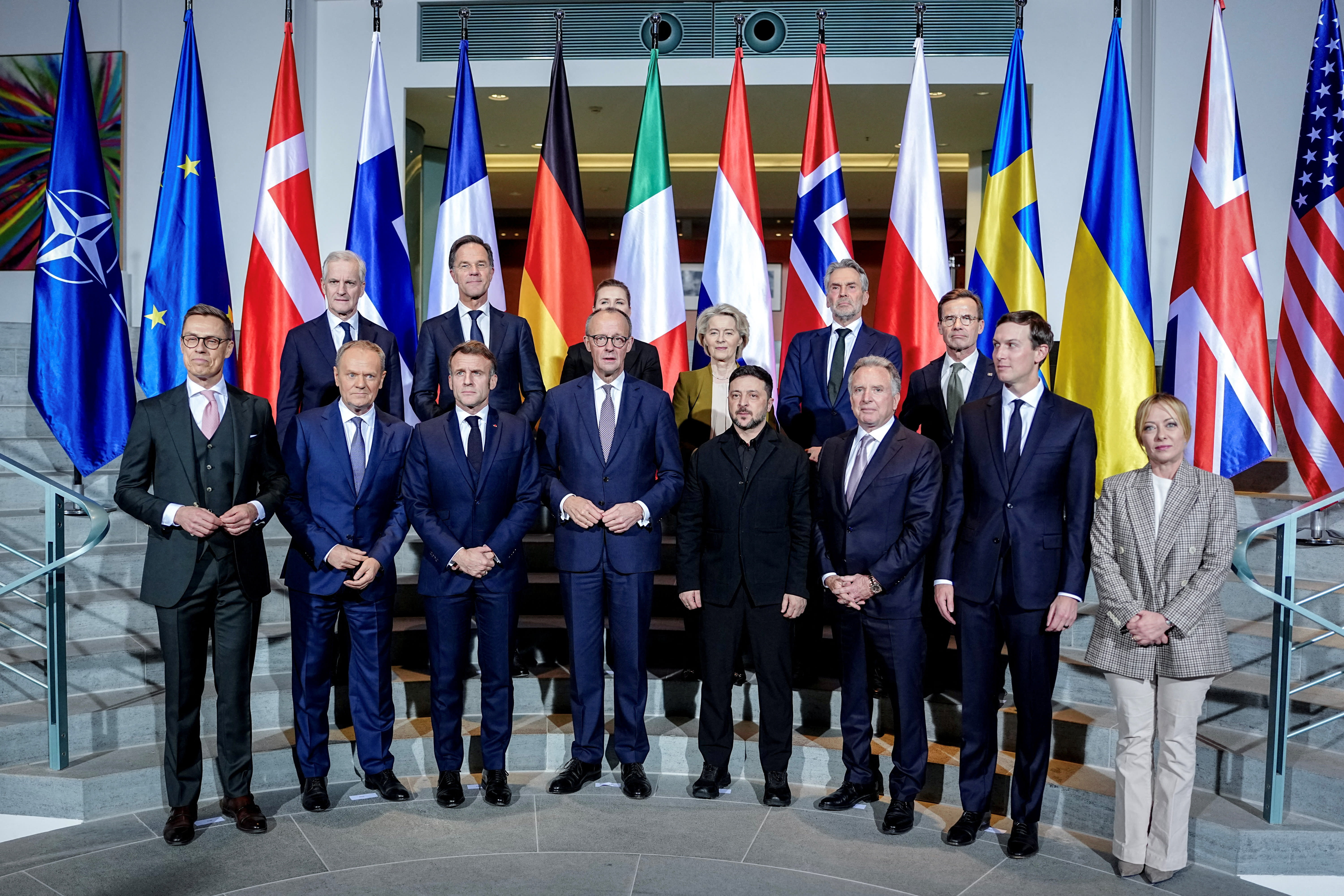 A meeting with European heads of state and government, together with representatives of the EU and NATO, at the Chancellery in Berlin, December 15, 2025; illustrative. (photo credit: Kay Nietfeld/Pool via Reuters)