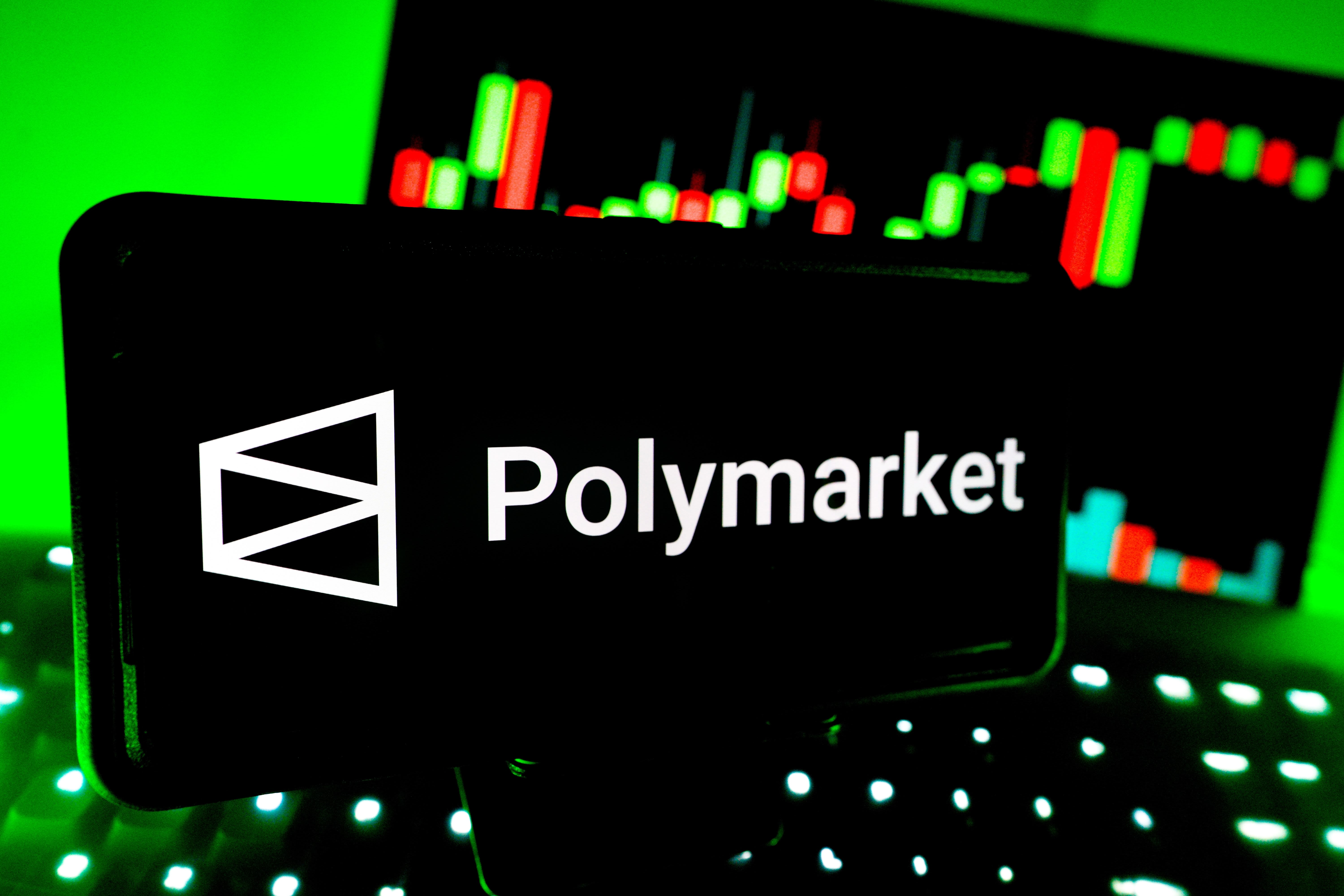 The logo of prediction market trading platform Polymarket is seen on a digital screen (illustrative) (photo credit: SHUTTERSTOCK)