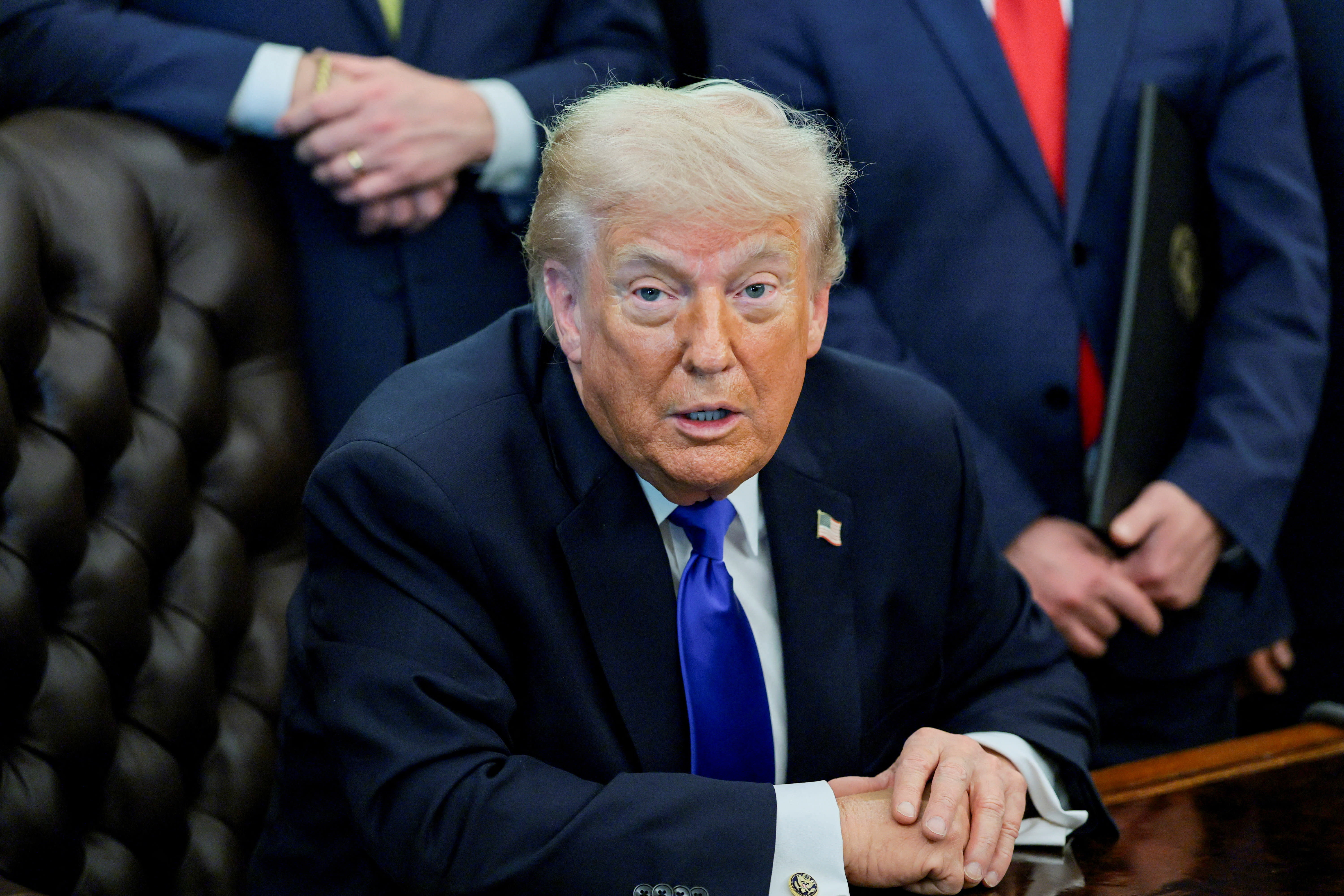 US President Donald Trump pictured in the Oval Office, April 30, 2026; illustrative. (photo credit: REUTERS/JONATHAN ERNST)