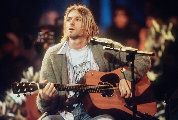 Kurt Cobain of Nirvana during the taping of MTV Unplugged at Sony Studios in New York City, 11/18/93. (Photo by ) (photo credit: Frank Micelotta/Getty Images)