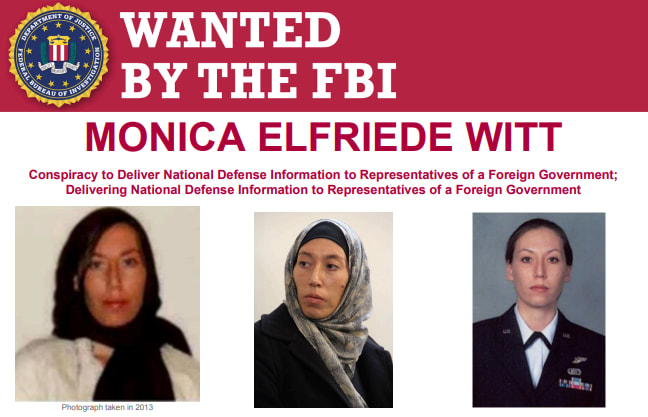 FBI wanted poster for Monica Elfriede Witt, a former US Air Force counterintelligence specialist wanted on espionage charges related to Iran. (photo credit: FBI)
