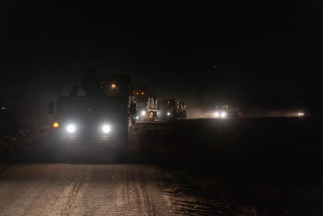  IDF humanitarian aid trucks enter through the Northern crossing of Israel in to Gaza on April 12, 2024 (photo credit: IDF SPOKESMAN’S UNIT)