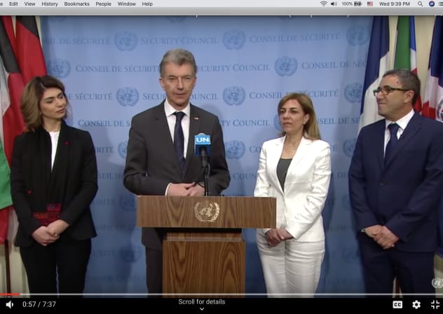 EcoPeace co-directors and EcoPeace Middle East co-director with German Ambassador Heusgen at UNSC