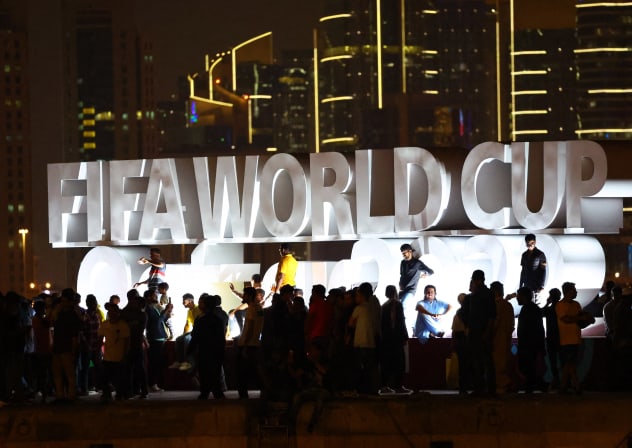  FIFA World Cup Qatar 2022 Preview, Doha, Qatar - November 18, 2022 The FIFA World Cup logo is pictured on the Corniche Promenade ahead of the FIFA World Cup Qatar 2022.