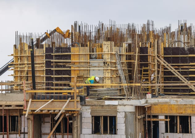  CONSTRUCTION OF new housing takes place in Safed, in June.