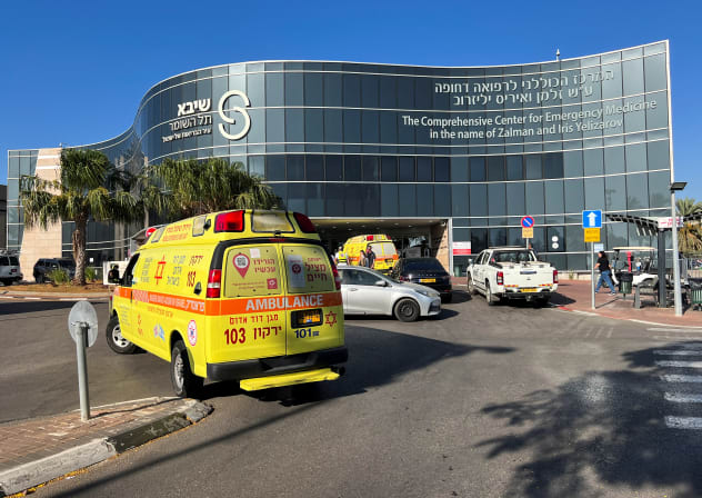  An ambulance is seen at the entrance to the emergency room of Sheba Medical Center in Tel Hashomer in Ramat Gan, Israel, July 15, 2023.
