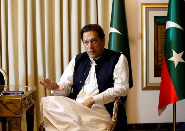  Former Pakistani Prime Minister Imran Khan speaks with Reuters during an interview, in Lahore, Pakistan March 17, 2023.