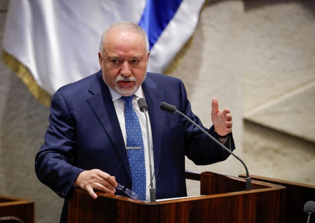 MK Avigdor Liberman speaks in the Knesset plenum, in Jerusalem, March 25, 2025