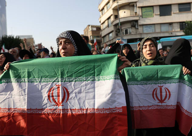  People attend a protest against the US attack on Iranian nuclear sites, in Tehran, Iran, June 22, 2025