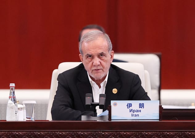 IRANIAN PRESIDENT Masoud Pezeshkian attends the Shanghai Cooperation Organization Summit, in Tianjin, China, earlier this month. Tehran is betting that Western governments will lack the will to act decisively, states the writer. 