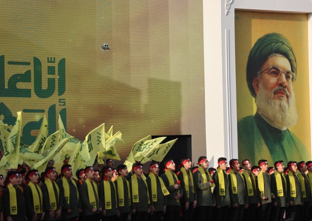 Hezbollah supporters gather to mark the first anniversary of the assassinations of Hezbollah leaders Hassan Nasrallah and Hashem Safieddine, in Tehran, Iran, October 2, 2025. 
