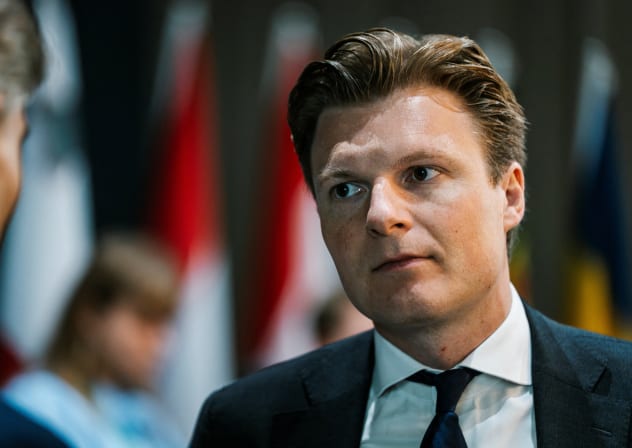 Dutch Defence Minister Ruben Brekelmans listens prior to a working session at the informal EU Foreign Ministers meeting in Forum Copenhagen, Denmark, August 30, 2025.