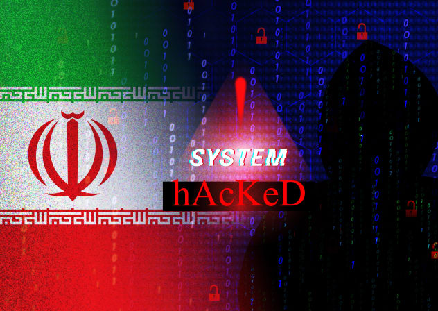 An illustration depicting a cyberattack on Iran's systems.
