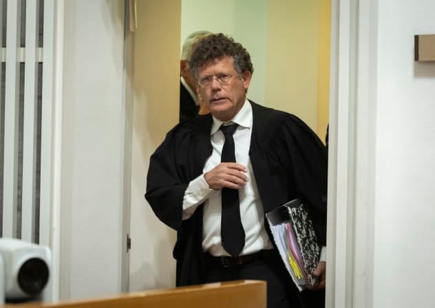 Supreme Court Chief Justice Isaac Amit and Supreme Court justices arrive for a hearing on petitions against the government’s dismissal of Attorney General Gali Baharav-Miara, at the Supreme Court in Jerusalem, December 1, 2025.