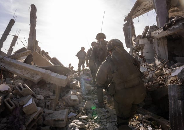 IDF soldiers are seen traversing northern Gaza rubble during Operation Brave Heart, the operation to rescue the body of St.-Sgt.-Maj. Ran Gvili, January 26, 2026.