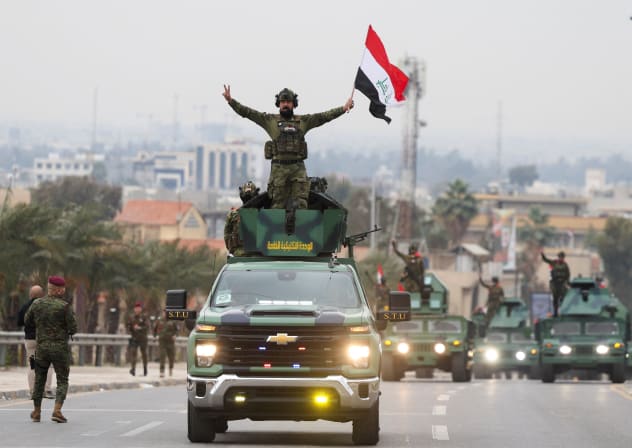 Members of the Iraqi security forces take part in an event marking the Iraqi Police Day in Mosul, Iraq, January 9, 2026. 
