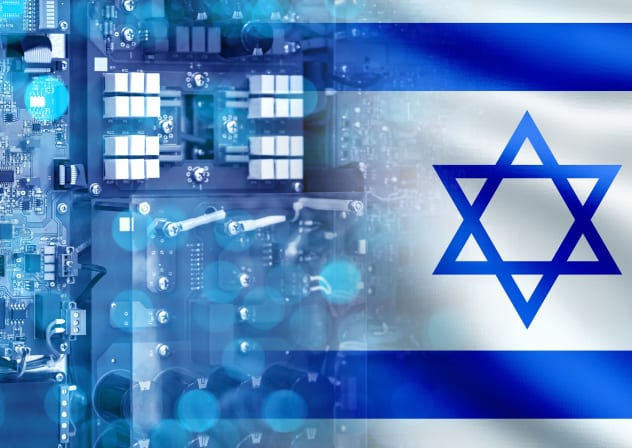 An illustration of a cyber board with an Israel flag.