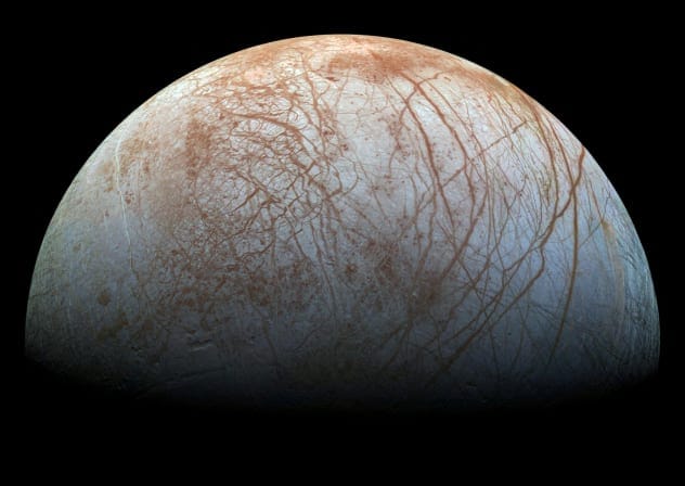 A VIEW of Jupiter's moon Europa created from images taken by NASA's Galileo spacecraft in the late 1990's, according to NASA, obtained by Reuters May 14, 2018. 
