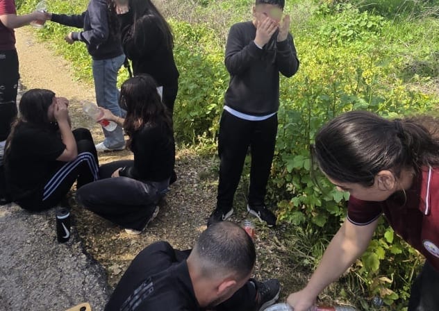 Middle schoolers from Sakhnin recover after being attacked with pepper spray and tear gas by yeshiva students in the Jordan River Valley on February 4, 2026.