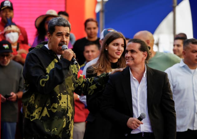 Nicolas Maduro and Colombian businessman Alex Saab attend an event, in Caracas, Venezuela January 23, 2024; illustrative.
