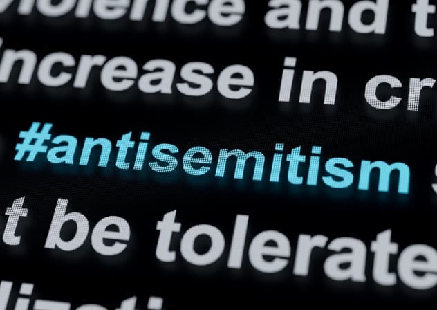 An antisemitism hashtag, illustrating online antisemitic hate speech.