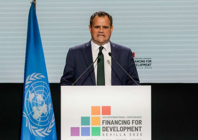 Minister of State for International Development and Diaspora in Ireland Neale Richmond takes part in the fifth plenary meeting, during the 4th International Conference on Financing for Development, in Seville, Spain, July 2, 2025