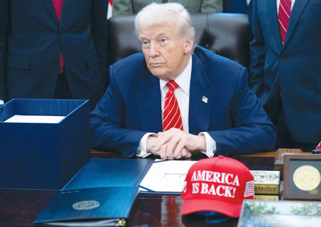 ACCORDING TO President Trump, Iran never loses a negotiation. The president’s theory will be put to the test when the US and Iran negotiate in Oman today. Here, Trump speaks with the media after signing a funding bill to end a partial government shutdown, in the Oval Office on Tuesday. 