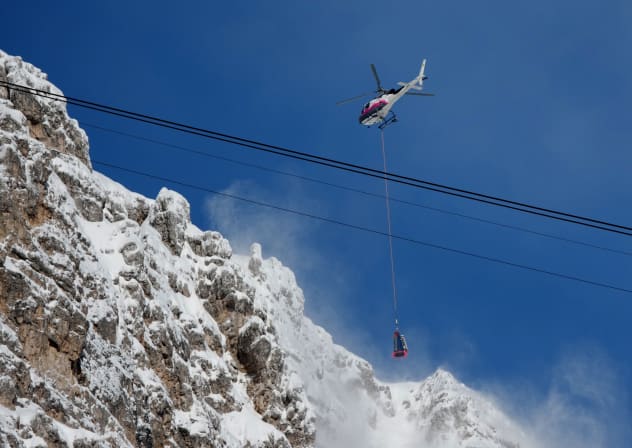 Avalanche control is seen before women's downhill training during the Milano Cortina 2026 Olympic Winter Games at Tofane Alpine Skiing Centre, February 6, 2026