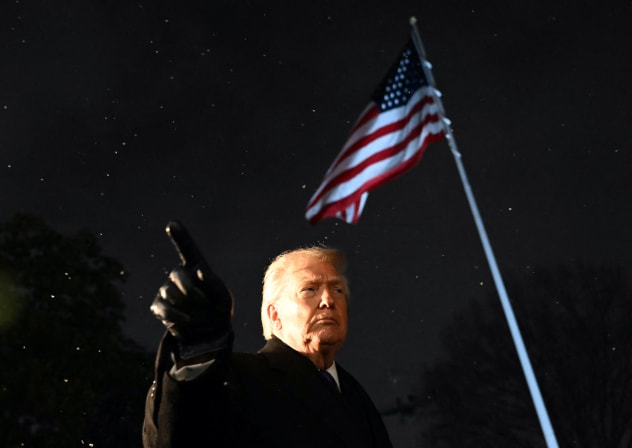 US President Donald Trump speaks with reporters before departing from the White House in Washington, DC, on February 6, 2026.