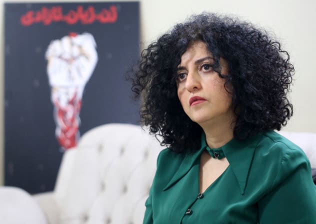 NARGES MOHAMMADI sits in her apartment in Tehran, Iran, on December 18, 2024.