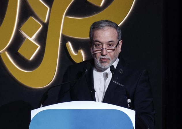 Iranian Foreign Minister Abbas Araghchi addresses the Al Jazeera Forum in Doha, February 7, 2026; illustrative.