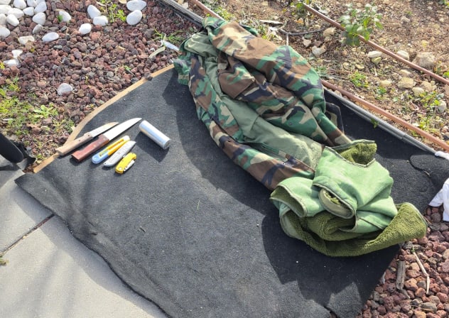 Israel Police find knives, "military-style" piece of clothing in vehicle of suspected terrorist, near Jerusalem, February 2026.