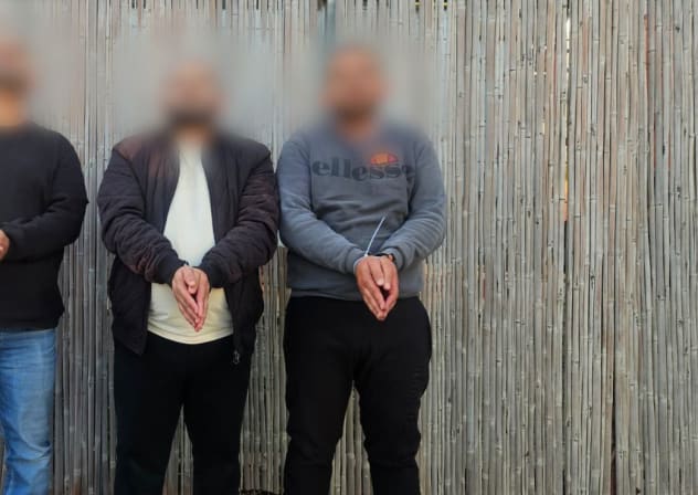 The three suspects artrested by police in relation to the shooting of the son of former Rahat mayor Ata Abu Madighem, Thursday, February 12, 2026. 