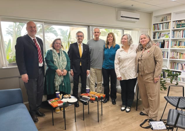 PROF. RONNIE LIDOR (left) and Ambassador of North Macedonia Shpend Sadiku (third from left) with faculty members of Levinsky-Wingate Center.